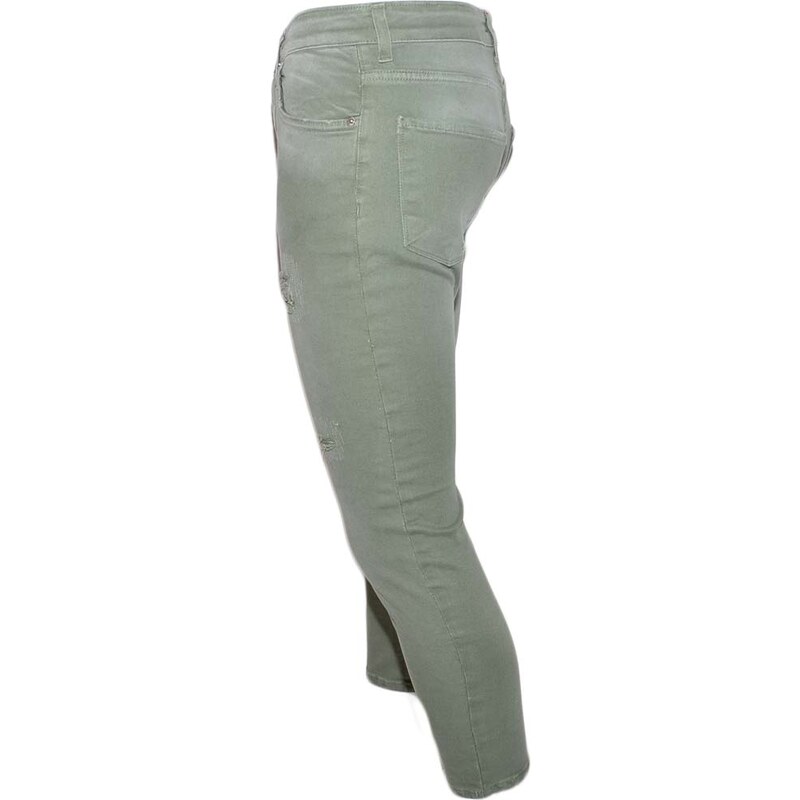 Malu Shoes Jeans uomo verdi denim lavaggio graduale slim fit a cavallo basso 4 tasche con strappi elasticizzato tendenza