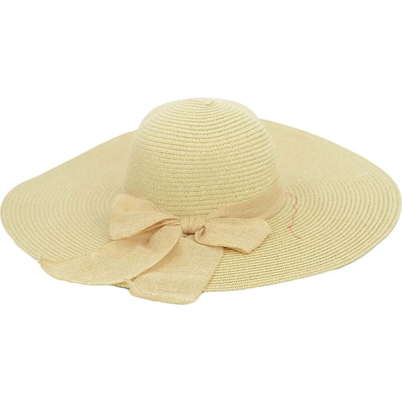 Malu Shoes Cappello parasole di paglia beige donna elegante tesa