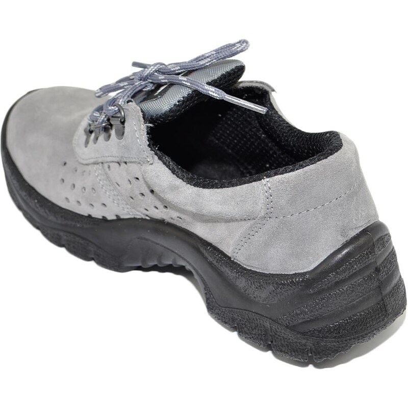Malu Shoes Scarpe da lavoro uomo antinfortunistiche basse in pelle grigio antiscivolo  aggrappante con puntale in acciaio resistente 