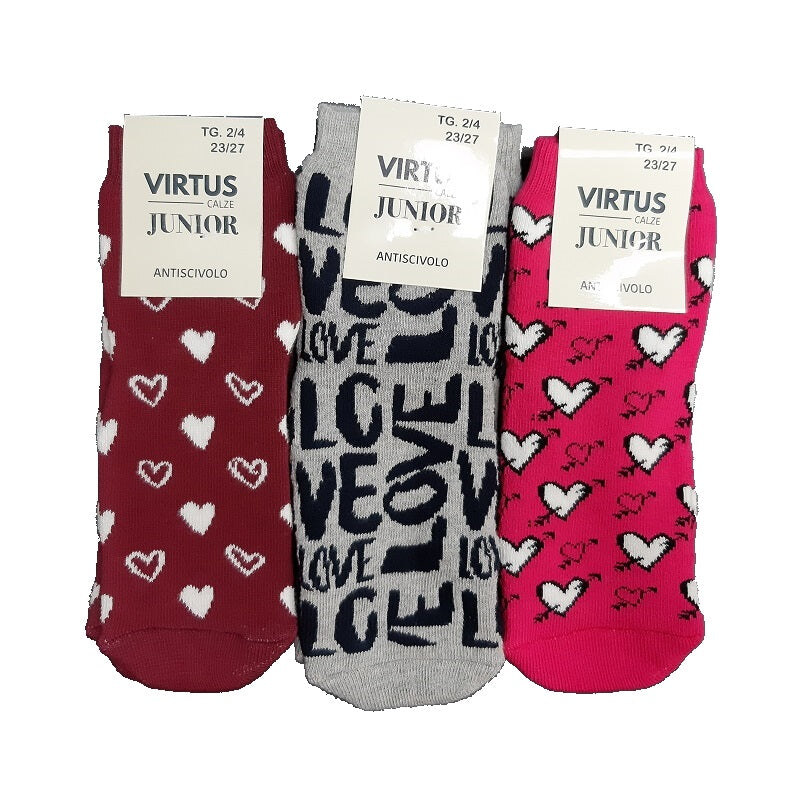 3 paia di calze bimba antiscivolo virtus junior art V 601 DIS 9 colore foto misura a scelta