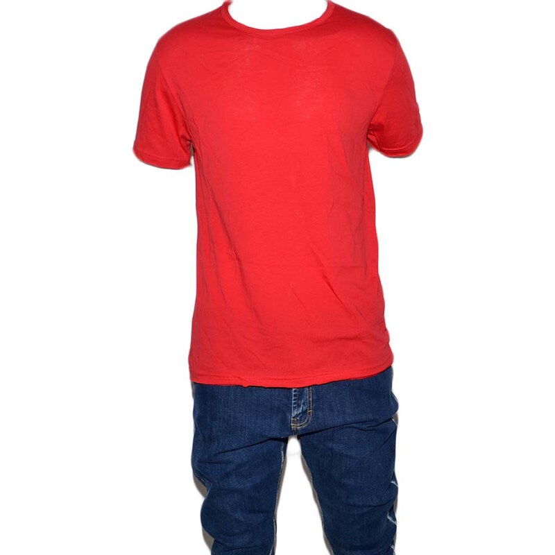 Malu Shoes T- shirt basic uomo in cotone elastico rosso corallo slim fit girocollo con cucitura in tinta made in italy