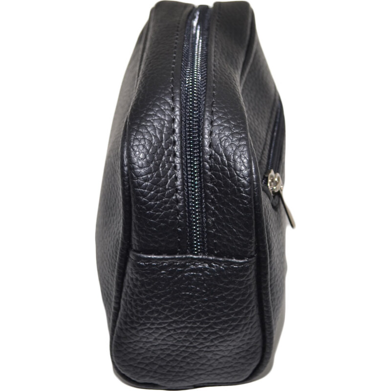 Malu Shoes Pochette uomo a mano nero semitonda con zip e chiusura a portafoglio comodo portaoggetti glamour