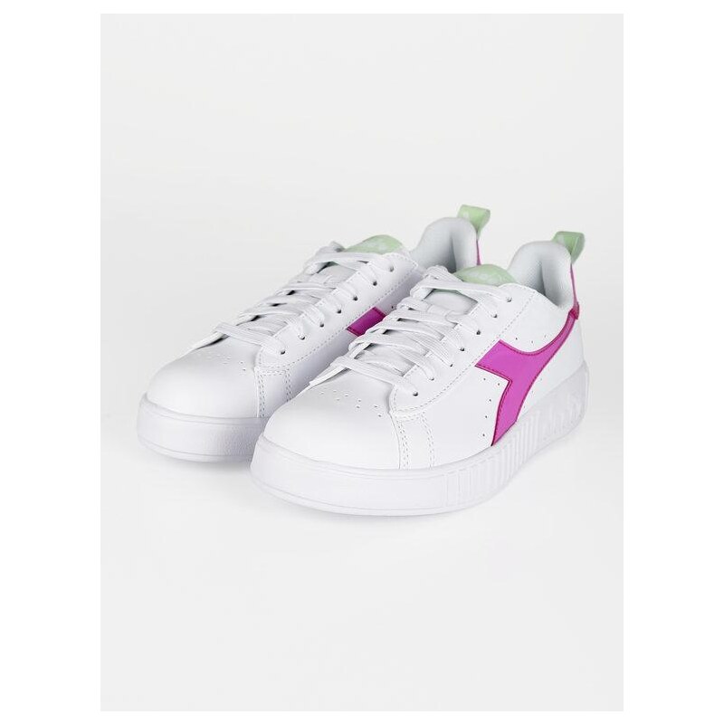 Diadora Sneakers Basse Da Donna In Ecopelle Con Logo Fluo Bianco Taglia 38