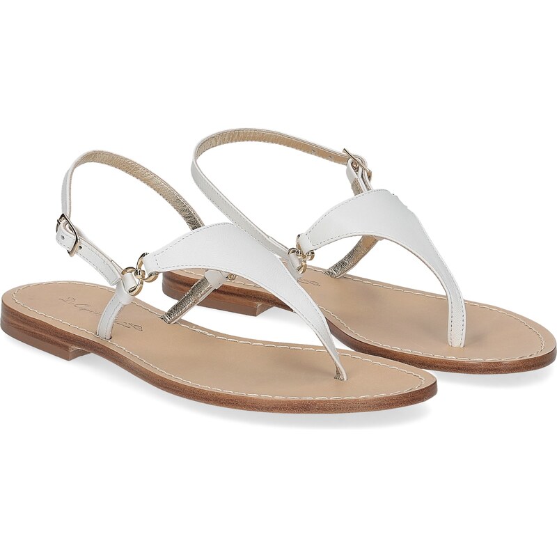 De Capri a Paris sandalo infradito triangolo pelle bianca