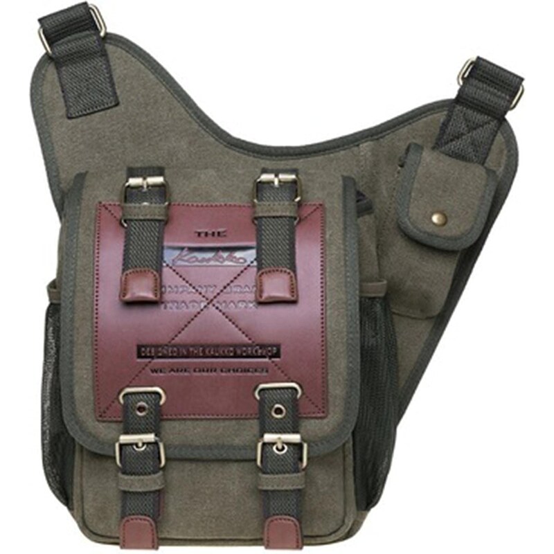 Trendhim Borsa A Tracolla Uomo In Tela Verde Militare - Leggera Con Tracolla Regolabile E Tasche Multiple - 3