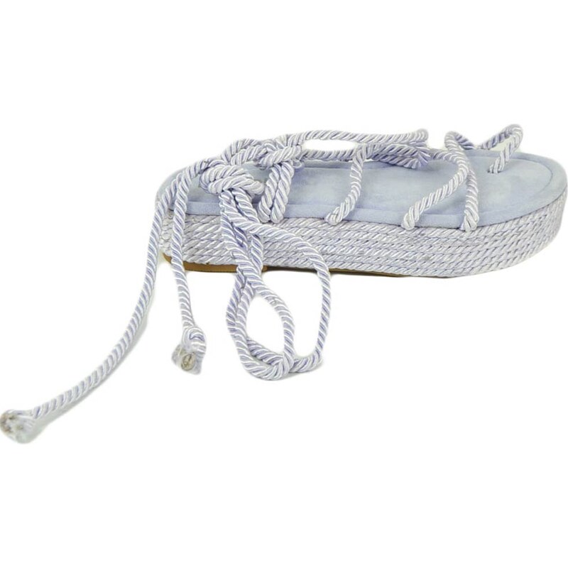Malu Shoes Sandali platform donna glicine Lilla con corda di canapa suola in cordone e gomma moda mykonos alla schiava gladiatore