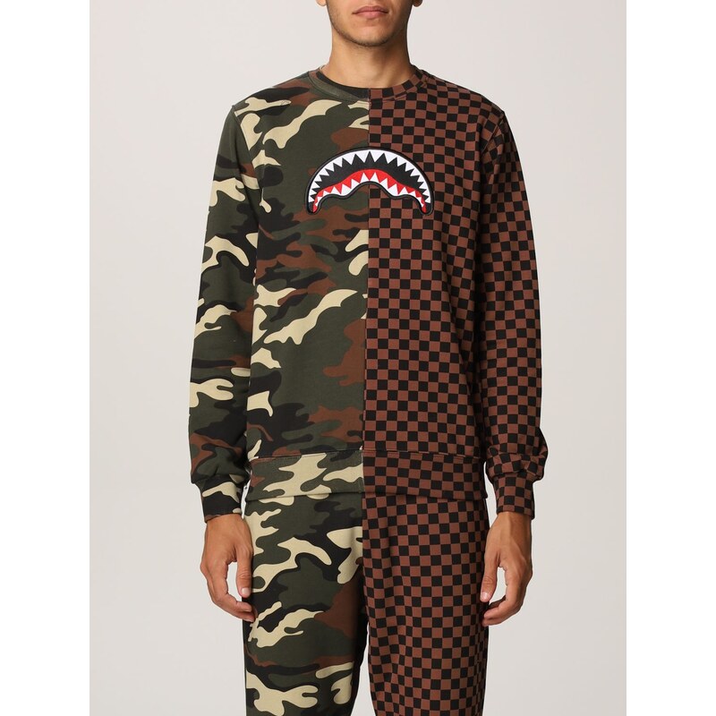 Felpa Sprayground in cotone con patch squalo. Uomo