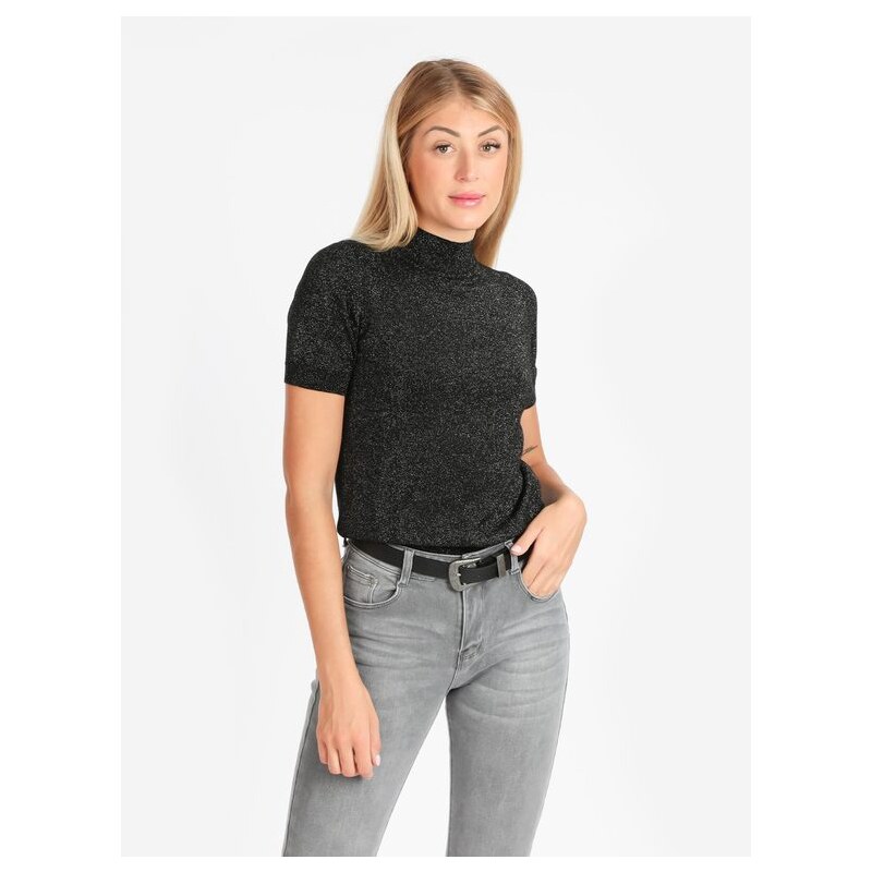 Pullover a lupetto - Nero/righe - DONNA