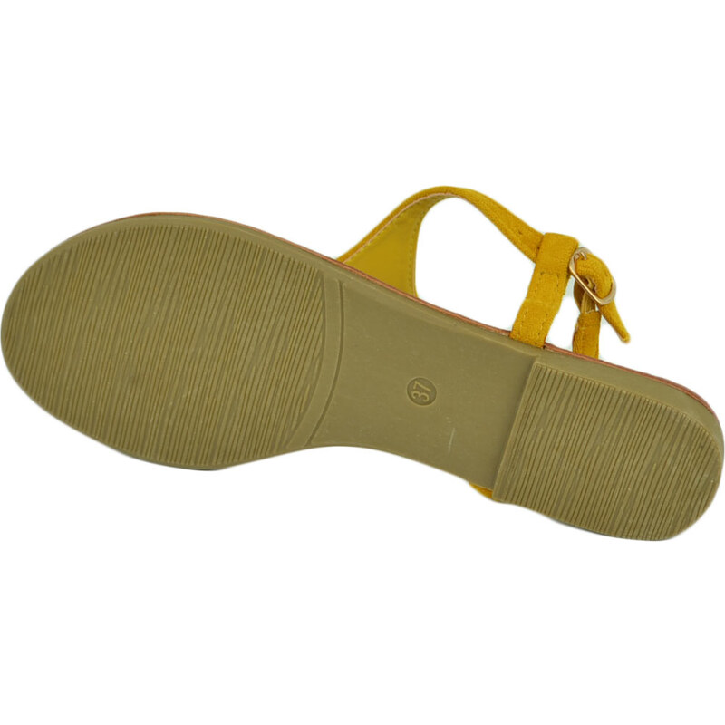 Malu Shoes Sandalo basso senape infradito in morbida alcantara cinturino alla caviglia fondo imbottito in memory comoda estate