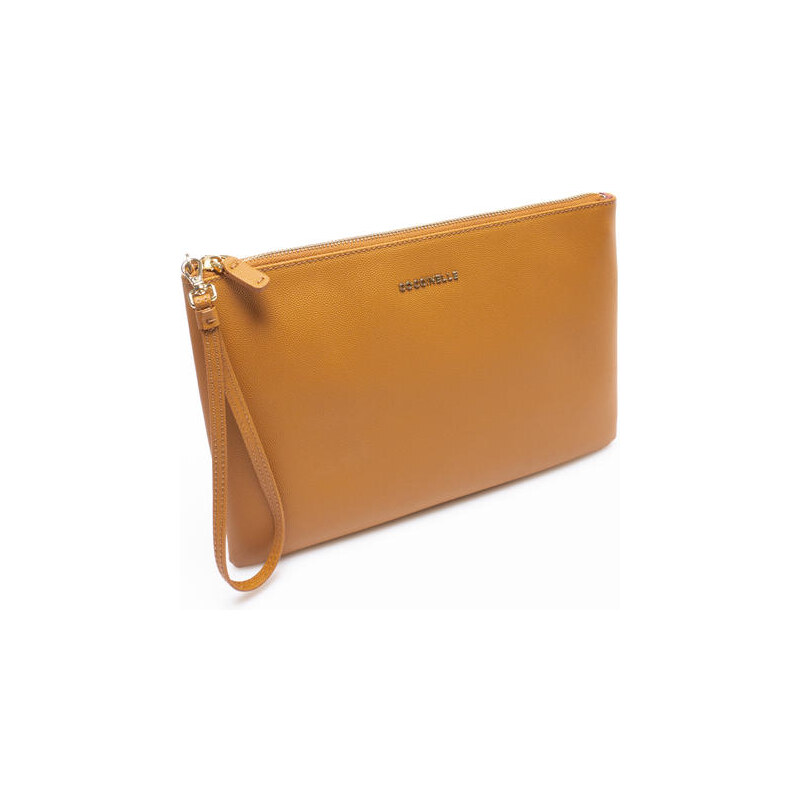 Pochette donna rettangolare a forma di lettera busta in PU beige