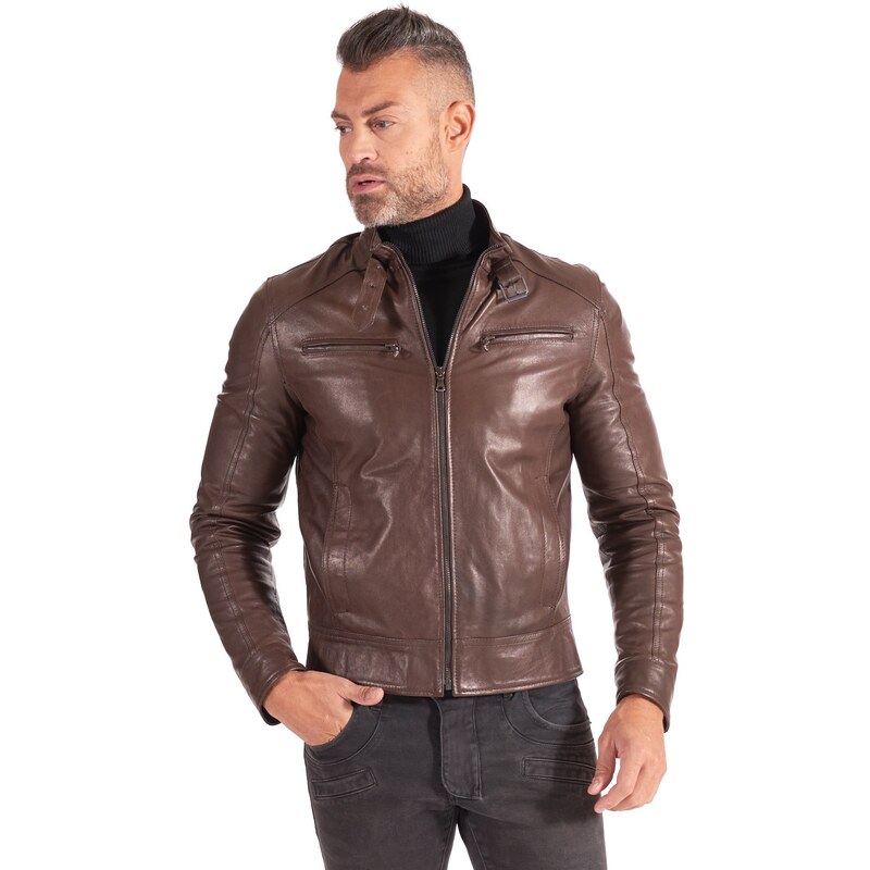 Giacca bomber testa di moro in pelle