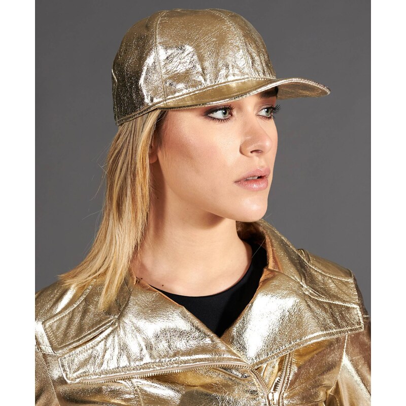 Cappello baseball in pelle oro unisex berretto strappo regolabile D'Arienzo