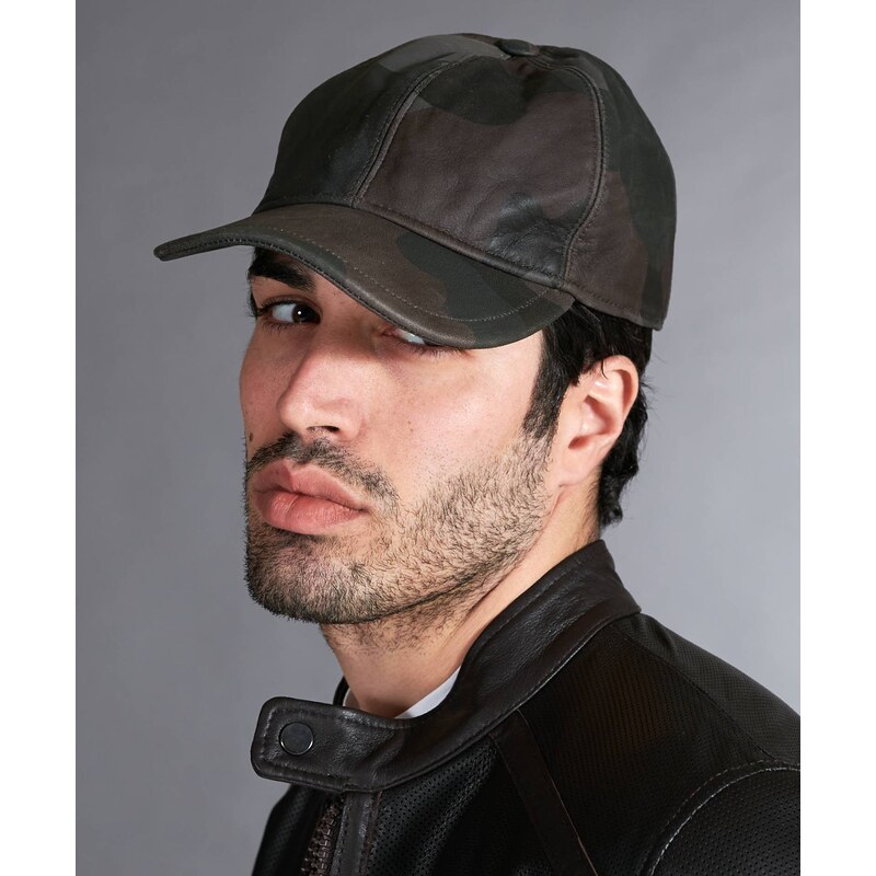 Cappello baseball in pelle verde mimetico unisex berretto strappo regolabile D'Arienzo