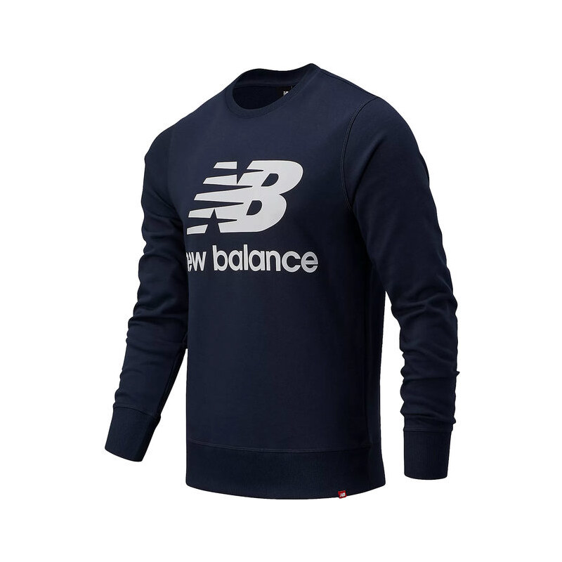 New Balance Ess Logo Crew Felpa Uomo In Cotone Blu Taglia M