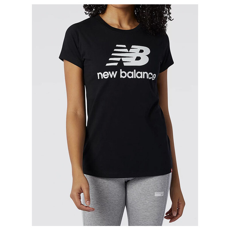 New Balance Esse St Logo T-shirt Donna Manica Corta Nero Taglia L