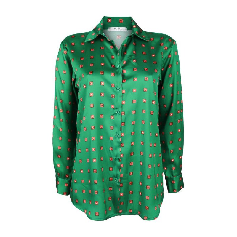 Lumina Camicia Donna Con Stampe Bluse Verde Taglia S