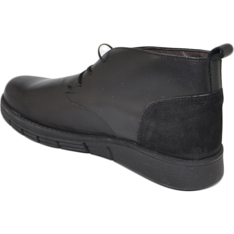 Malu Shoes Polacchino uomo invernale in vera pelle e camoscio nero comfort morbido gomma alta professionista handmade in italy