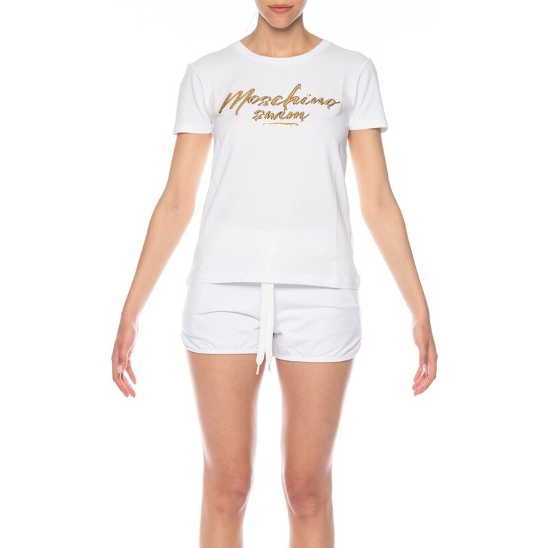 MOSCHINO T-Shirt Bianca con Logo Moschino Swim