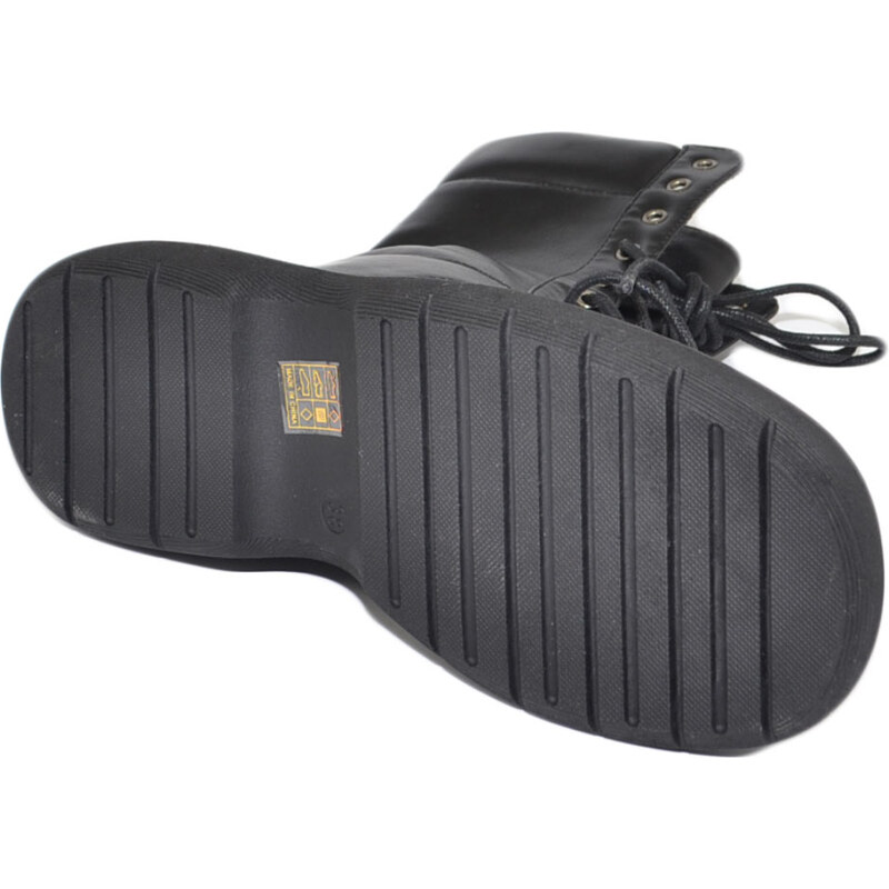 Malu Shoes Stivale anfibio scarpa donna nero meta' polpaccio lacci doppi carrarmato alto gommato zip moda
