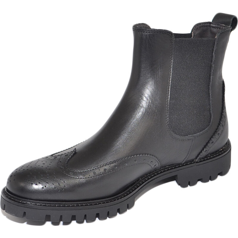 Malu Shoes Beatles uomo stivaletto scarpe elastico in vera pelle nappa nero francesina fondo gomma roccia made in italy invernale