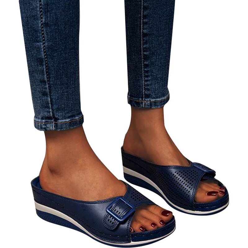 Sandali Ortopedici Vionic Jillian In Pelle Nera - Donna, Comfort, Suola Ammortizzata, Tacco 4cm