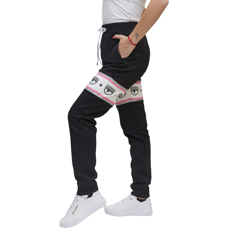 Pantaloni casual con banda logo Chiara Donna