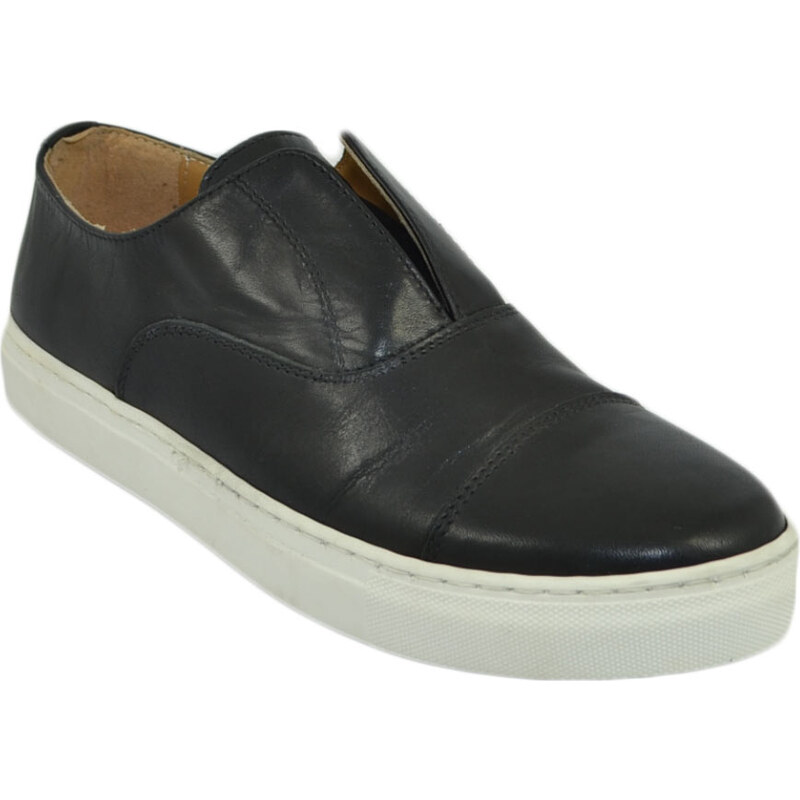 Malu Shoes Scarpa sneakers uomo nero morbida con elastico senza lacci comodo fondo in gomma sportiva bianca antiscivolo casual
