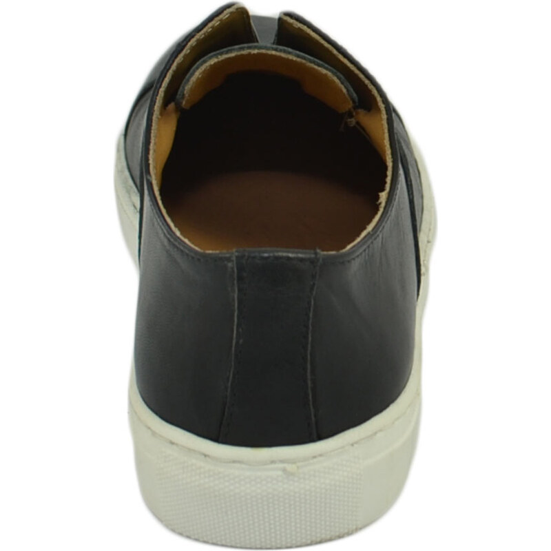 Malu Shoes Scarpa sneakers uomo nero morbida con elastico senza lacci comodo fondo in gomma sportiva bianca antiscivolo casual
