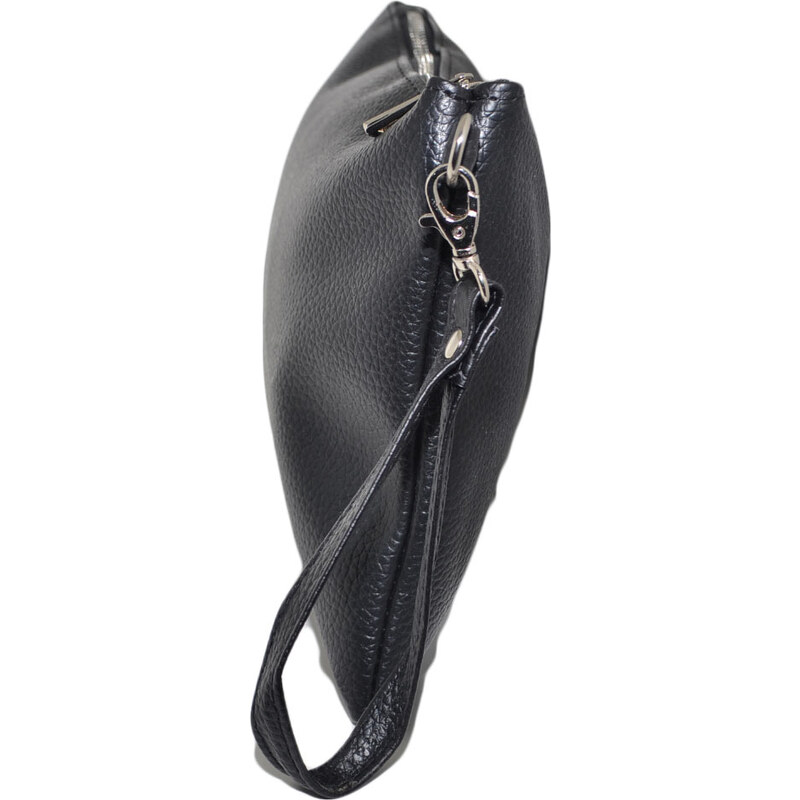 Malu Shoes Pochette uomo a mano nero rettangolare con zip e chiusura a portafoglio comodo portaoggetti glamour