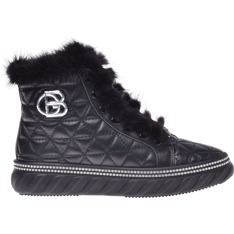 Baldinini Sneaker High Top In Nappa Nera Donna