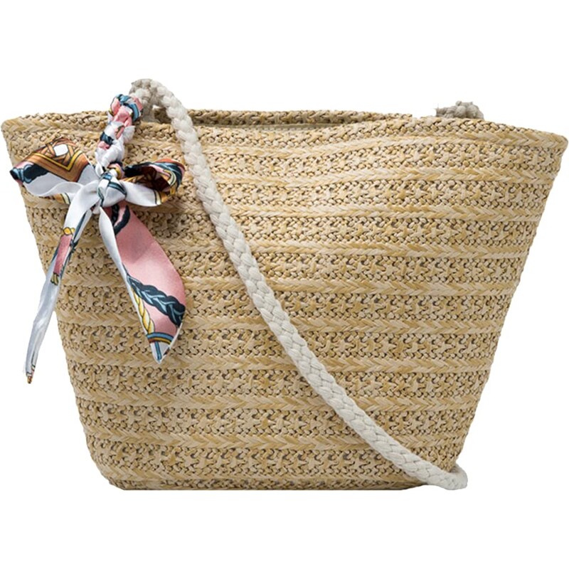 Borsa Tote In Paglia Intrecciata Con Tracolla A Catena - Pochette Donna Per Spiaggia E Serate, 25x13 Cm - Foto 4