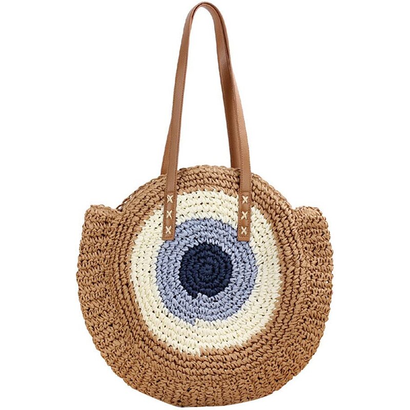 Borsa In Paglia Intrecciata Per Donna - Tote Bag Da Spiaggia, Vacanze Ed Estate - Foto 5