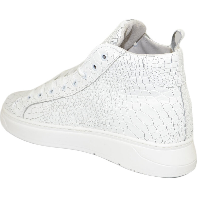 Malu Shoes Sneakers uomo alta stivaletto in vera pelle nappa stampa anaconda cocco fondo army bianco made in italy moda