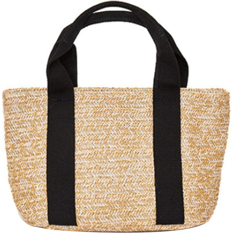 Borsa Da Spiaggia In Paglia Fatta A Mano - Stile Boho Chic, Con Cerniera, Tracolla, Beige, Taglia L (29x38x34 Cm)