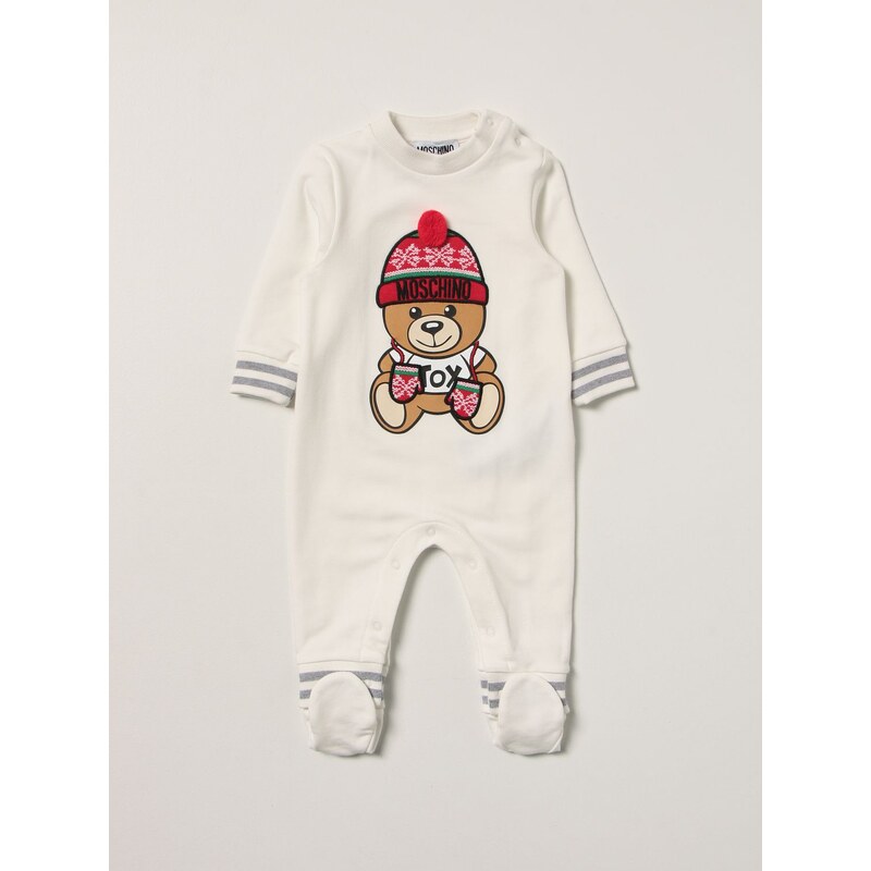 Moschino tutina neonata con piedini con orsetto bianco