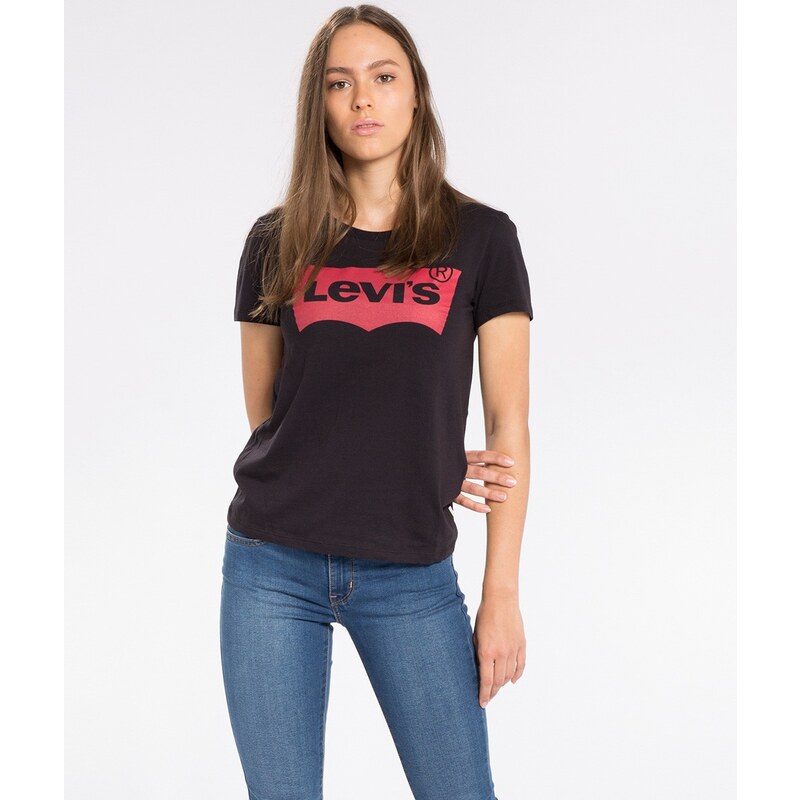 Levi's T-Shirt THE PERFECT TEE Mineral Black Donna Nera logo rosso