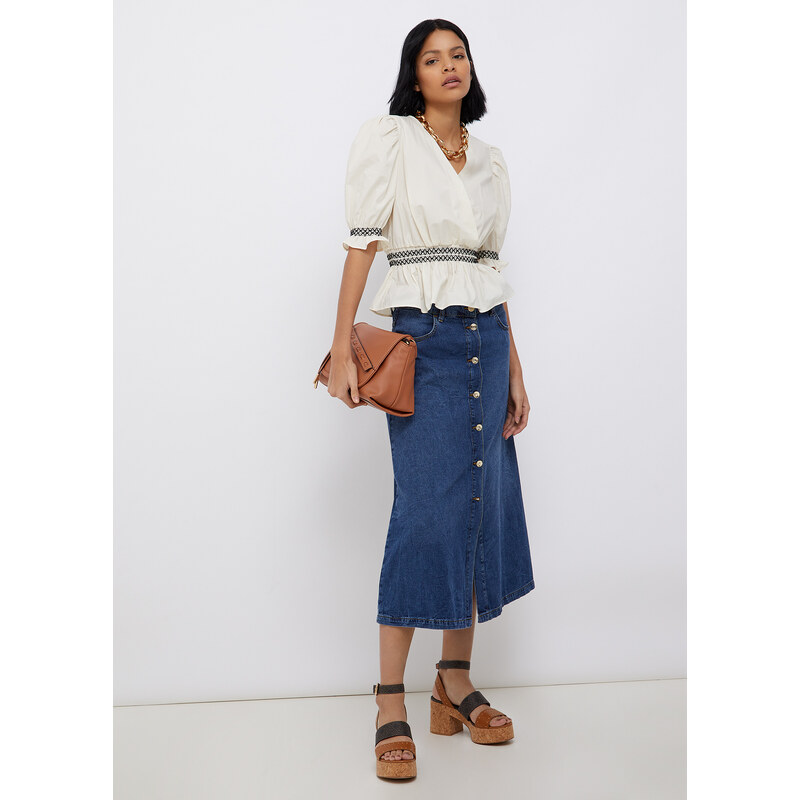 LIU JO Denim midi skirt with front slit UA4197D4448 | Mancinelli 1954 LIU JO Denim midi skirt with front slit UA4197D4448 | Mancinelli 1954