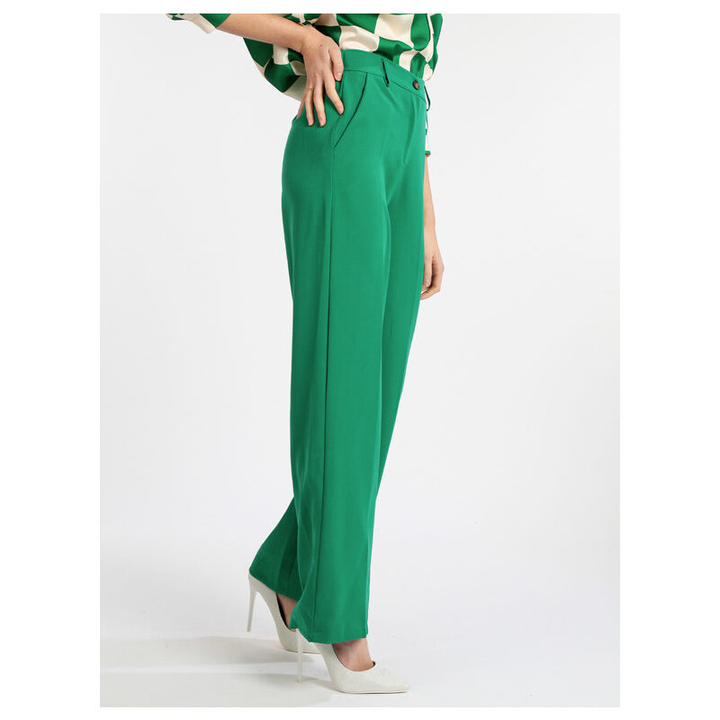 Melitea Pantaloni Donna Eleganti a Gamba Larga Verde Taglia Unica