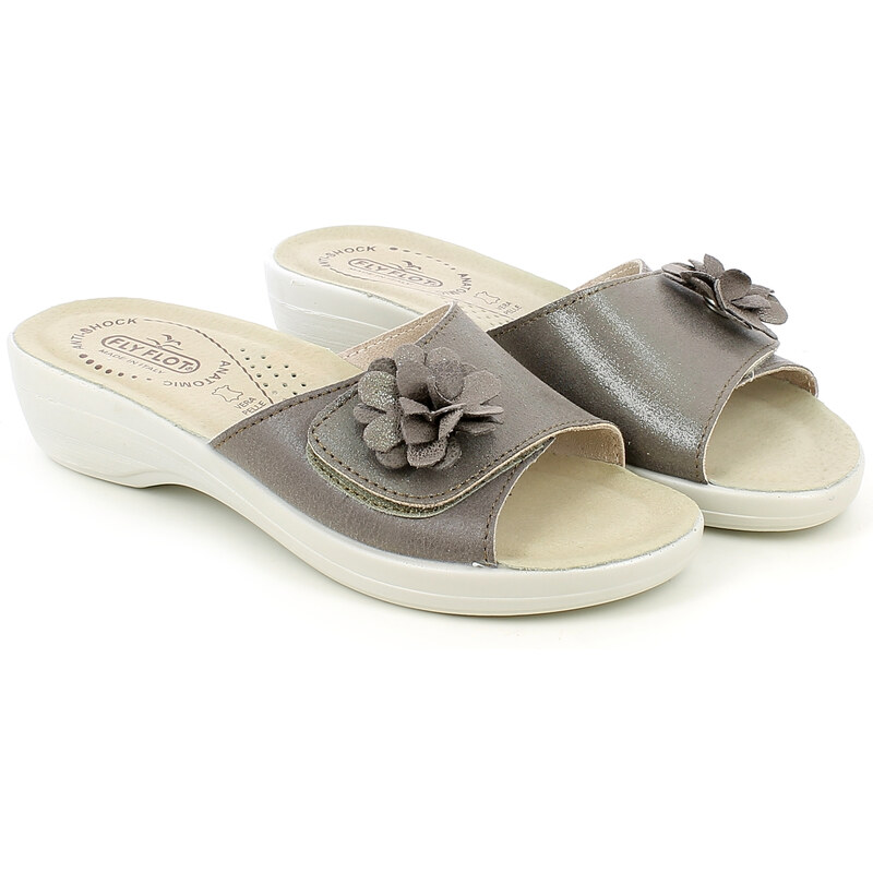 Fly Flot L8P44 Ciabatta Donna Invernale Colore Rovere - Sottopiede In Vera Pelle, Zeppetta, Made In Italy, Taglia 38