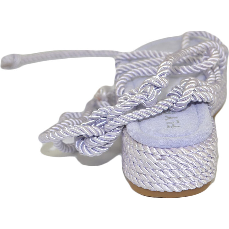 Malu Shoes Sandali platform donna glicine Lilla con corda di canapa suola in cordone e gomma moda mykonos alla schiava gladiatore