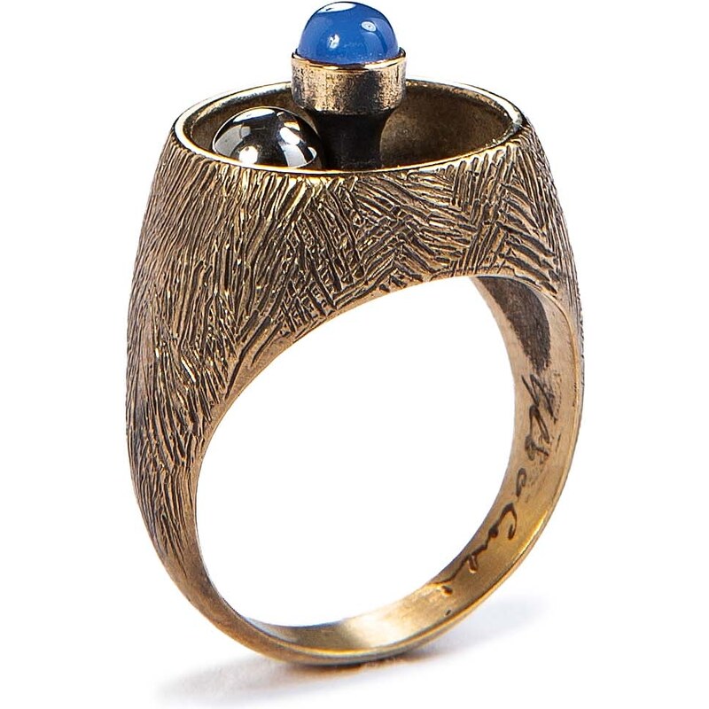 Glauco Cambi anello ORBITA in bronzo e agata blu