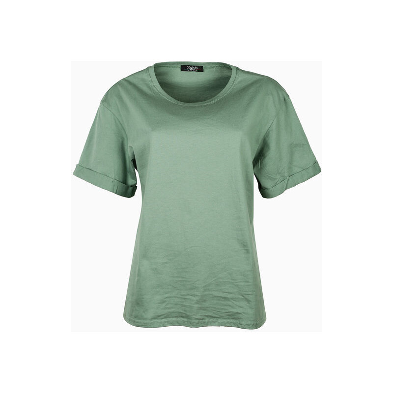 Solada T-shirt Donna Oversize In Cotone Manica Corta Verde Taglia Unica