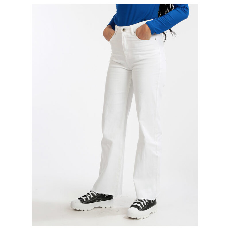 Smagli Jeans Donna a Gamba Larga Pantaloni Casual Bianco Taglia Xl