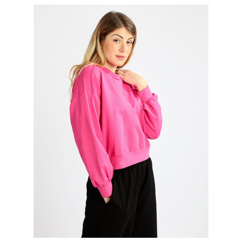 Baci & Abbracci Felpa Cropped In Cotone Sportive Donna Fucsia Taglia M
