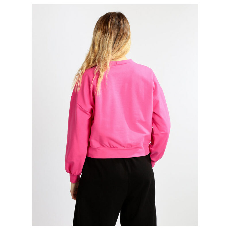 Baci & Abbracci Felpa Cropped In Cotone Sportive Donna Fucsia Taglia M