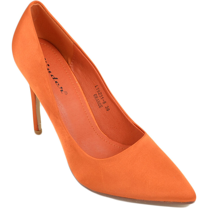 Malu Shoes Scarpe donna decollete a punta elegante in raso arancione lucido tacco a spillo 12 cm moda elegante cerimonia evento