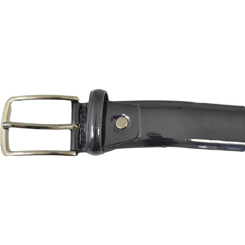 Malu Shoes Cintura Uomo Cintura Regolabile Pellame Lucido Abrasivato Blu Tinta Unita con Fibbia in Metallo Linea Classica