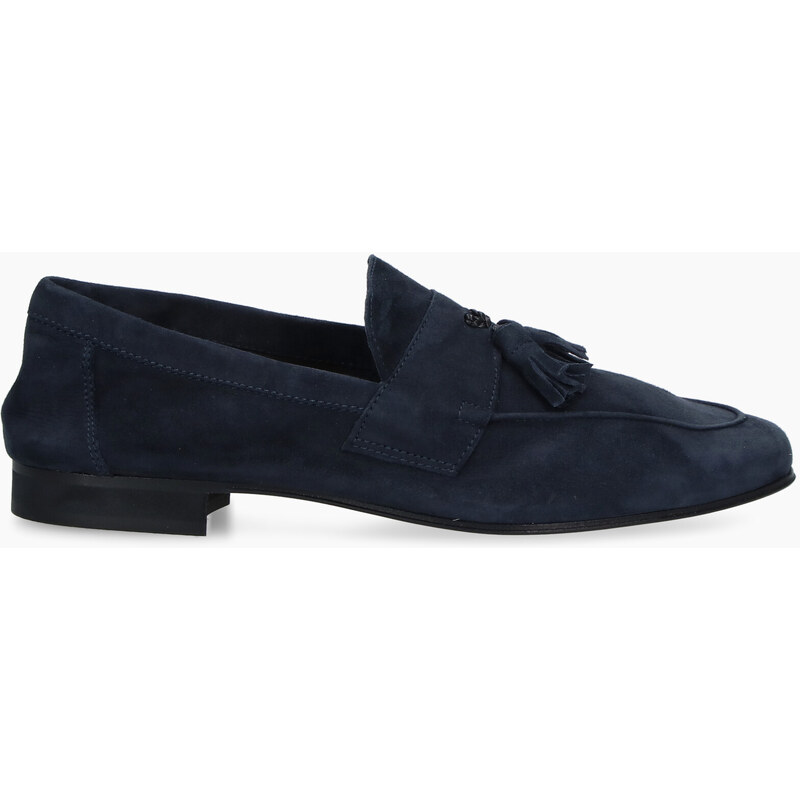 Antica Cuoieria men's moccasin in blue soft suede Antica Cuoieria men's moccasin in blue soft suede