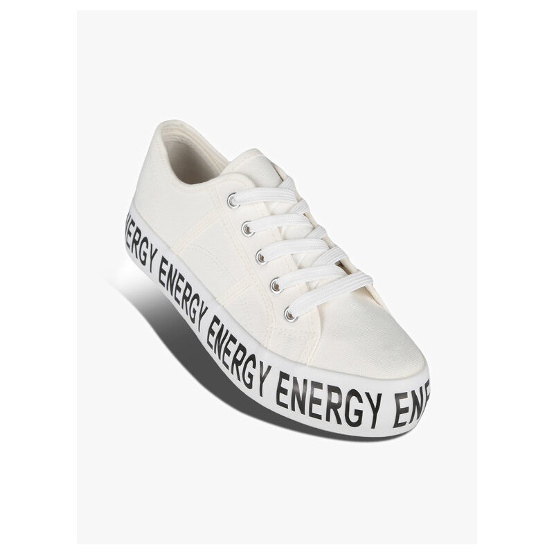 Energy Sneakers Donna In Tela Con Platform Zeppa Bianco Taglia 39