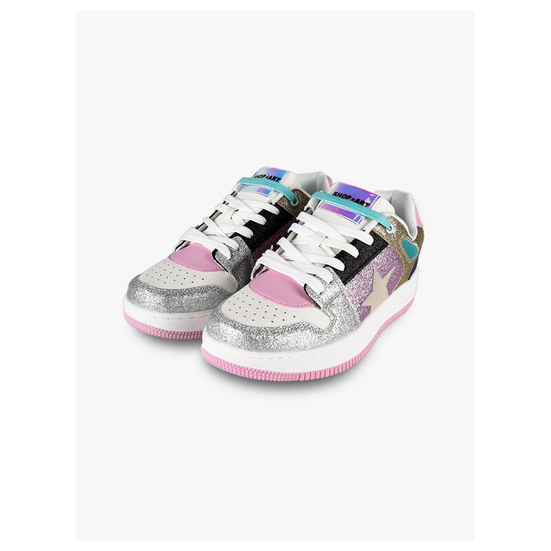 Shop Art Basket Bassa Hailey Sneakers Donna Glitter Basse Multicolore Taglia 38